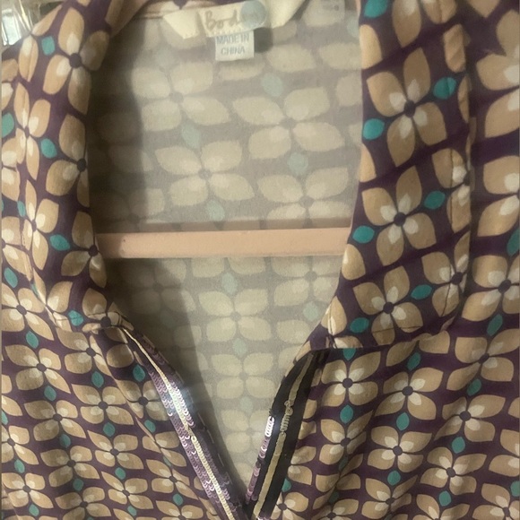 Boden Geometric Patterned 70’s Style Size 8 Glitter V-Neck Office/Business Dress - Picture 3 of 6